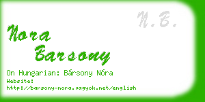 nora barsony business card